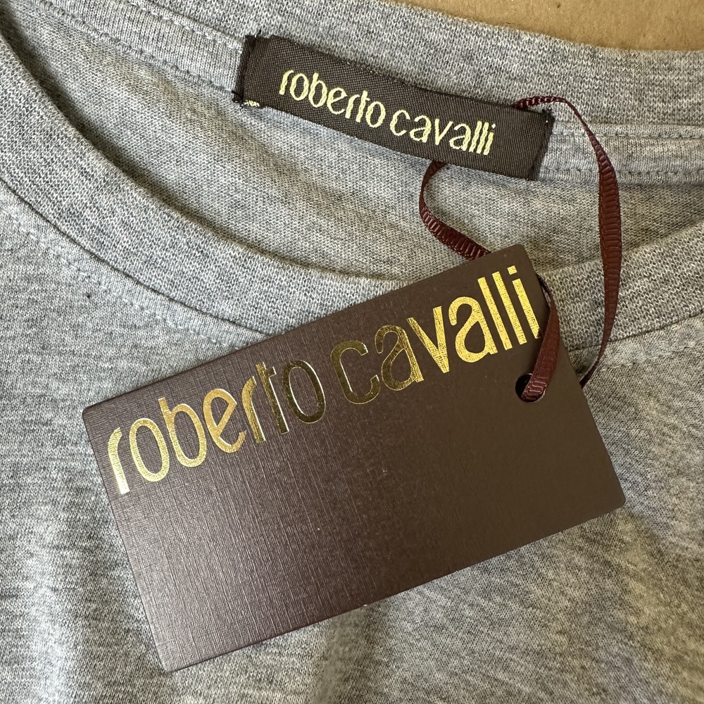 NWT Roberto Cavalli Railroad Crossing Logo Graphic Tee Size Large - Picture 5 of 8